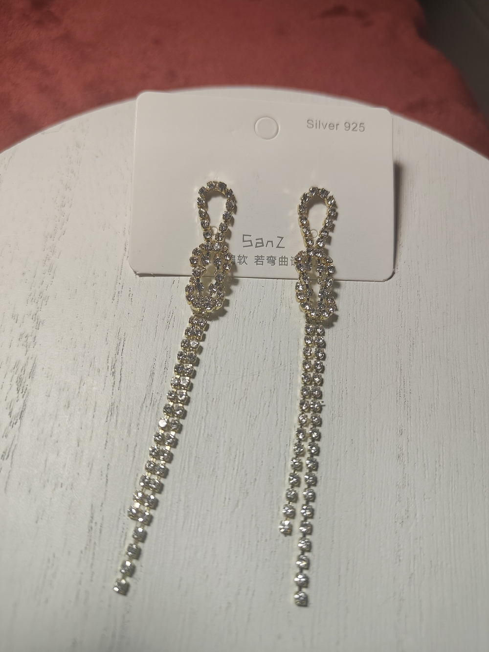 Gold Crystal Loop Drop Earrings